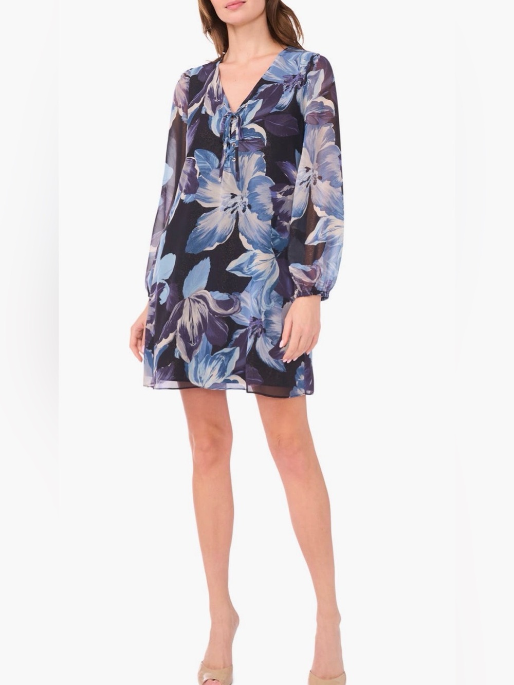 NWT Halogen Floral Lace Up Mini Dress L